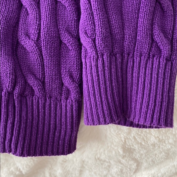 Ralph Lauren Purple Cable Knit Cardigan with Buckle - Picture 5 of 8